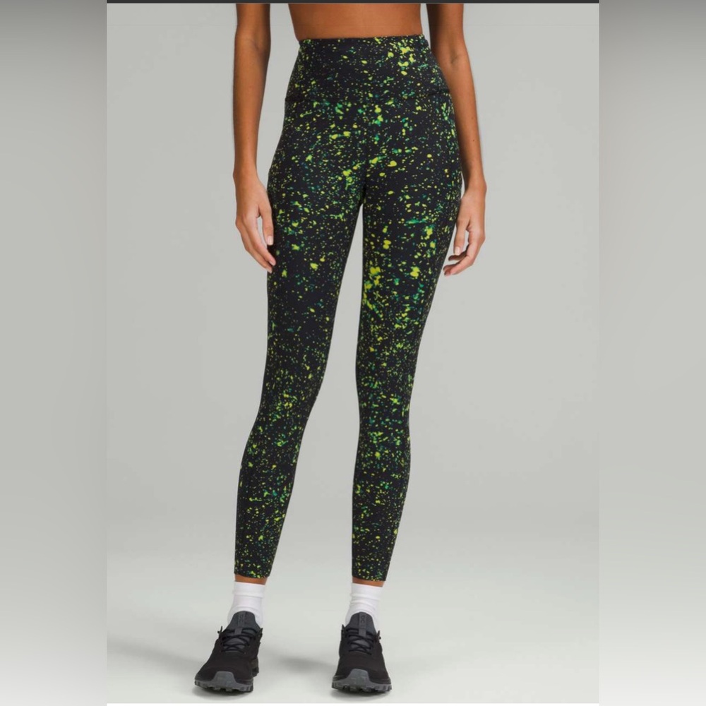 Lululemon Fast and Free High-Rise Tight 25" SIZE 6 Sparks Fly Multi Green